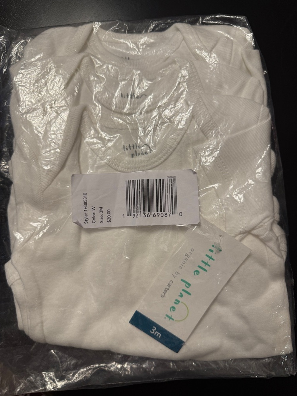 3 Organic Cotton Baby Onsie Bodysuit Set - 3M NWT
